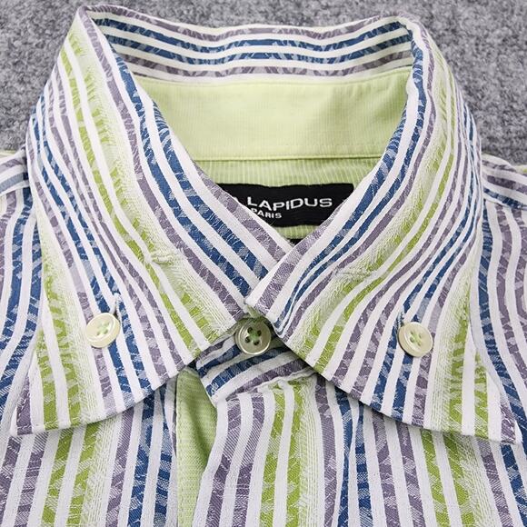 Ted Lapidus Shirt Mens Medium Slim Fit Striped Long Sleeve Casual Button Down - Picture 12 of 16